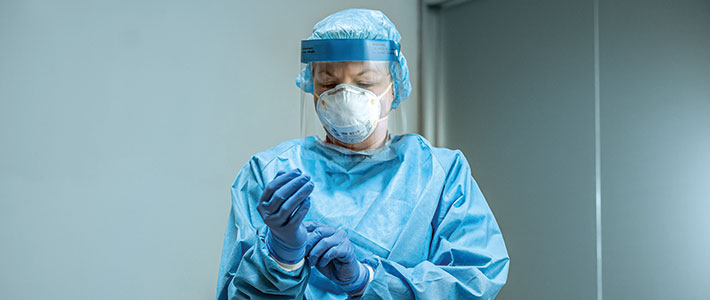 nurse in personal protective equipment